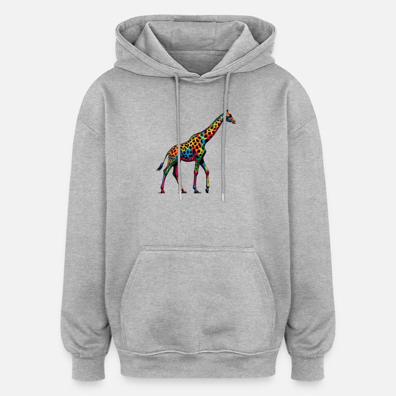 Girafe - Sweat à capuche oversize unisexe - gris chiné
