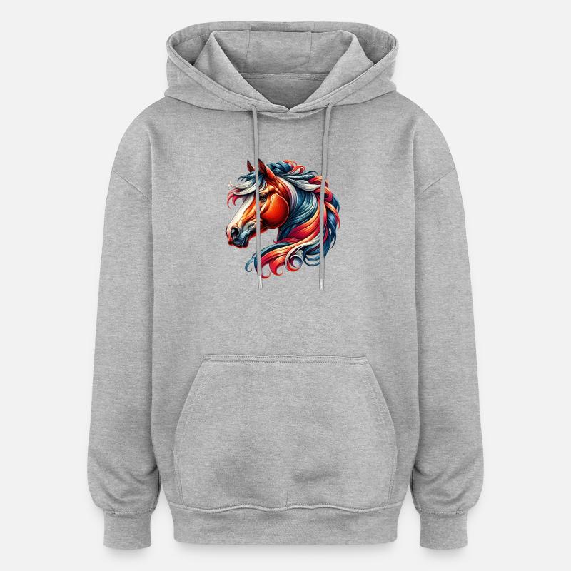 Cheval - Sweat à capuche oversize unisexe - gris chiné