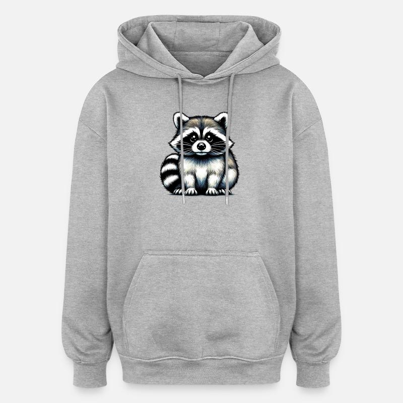 Tvättbjörn - Oversized luvtröja unisex - gråmelerad