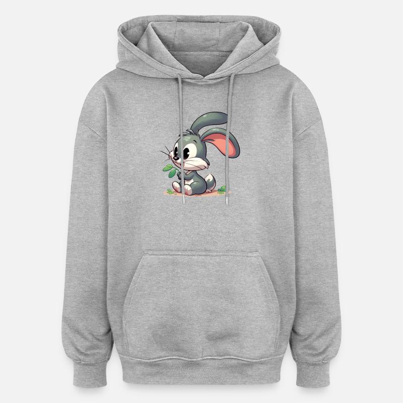 Lapin - Sweat à capuche oversize unisexe - gris chiné