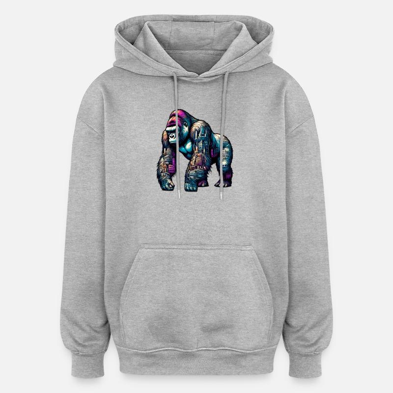 Gorille - Sweat à capuche oversize unisexe - gris chiné