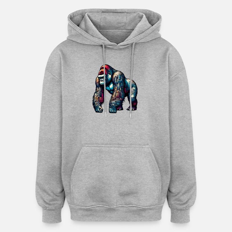 Gorille - Sweat à capuche oversize unisexe - gris chiné