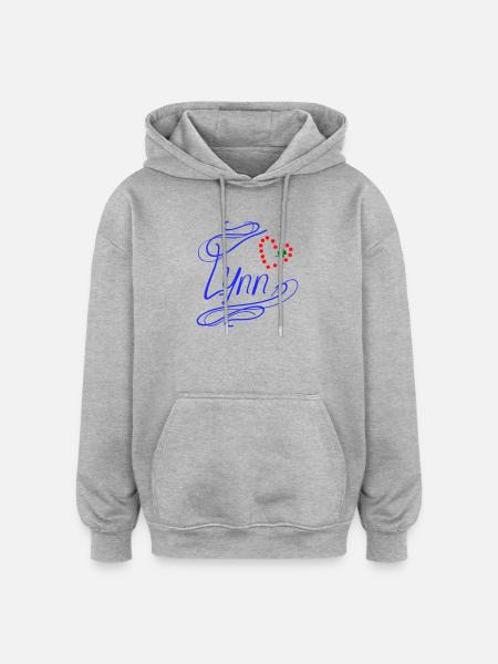 Lynn with heart and shamrock - Oversized Unisex Hoodie - heather grey