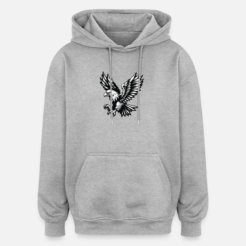 Aigle noir blanc - Sweat à capuche oversize unisexe - gris chiné