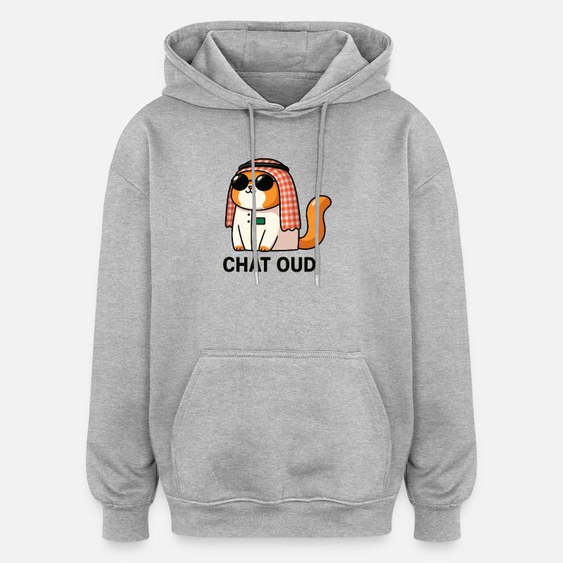 Chatpelle #3 - Chat Oud - Sweat à capuche oversize unisexe - gris chiné
