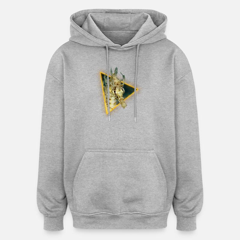 Hippocampe dans un triangle - Sweat à capuche oversize unisexe - gris chiné