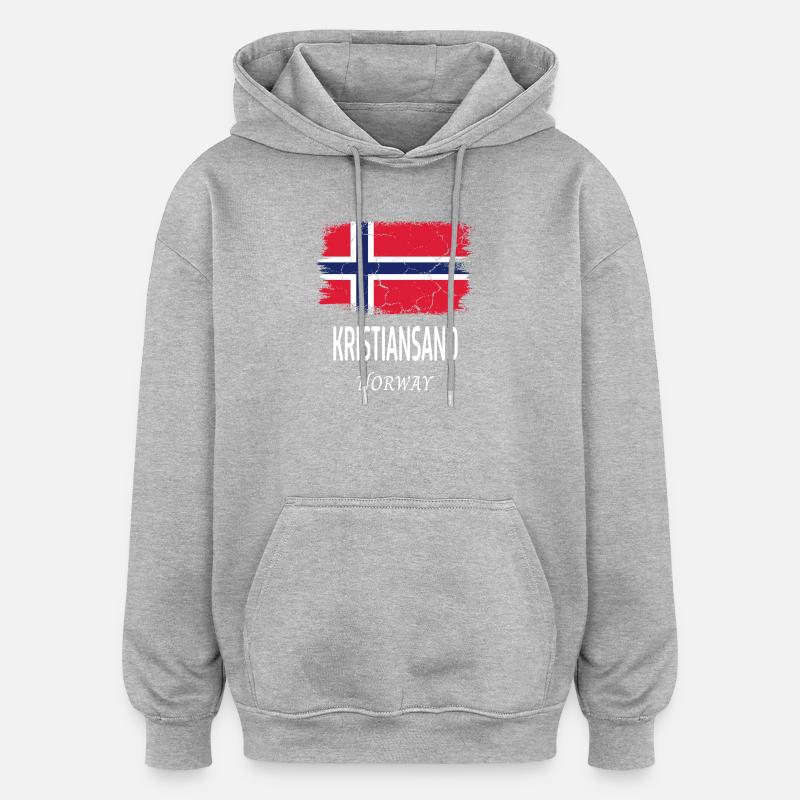 Kristiansand - Sweat à capuche oversize unisexe - gris chiné