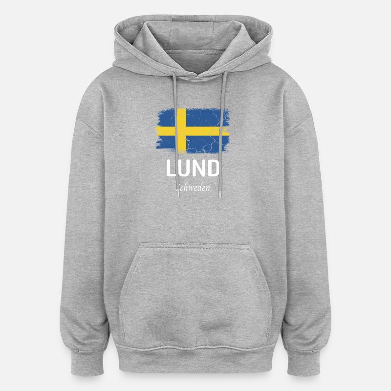 Lund - Sweat à capuche oversize unisexe - gris chiné