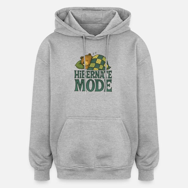 Conception d'ours en mode hibernation - Sweat à capuche oversize unisexe - gris chiné