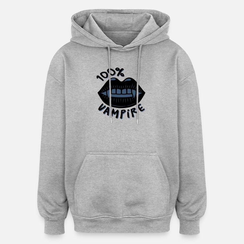 100 % vampires - Sweat à capuche oversize unisexe - gris chiné