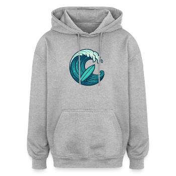 Surf Wave – Retro Surfboard Design - Oversized Unisex Hoodie - heather grey - Front - Noah (186cm)