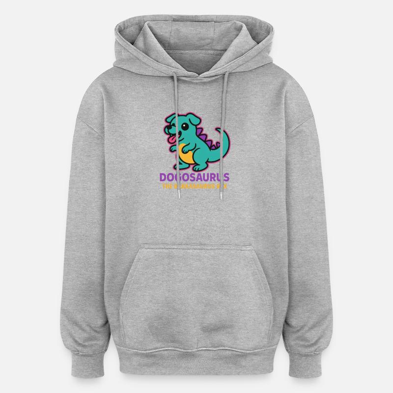 Dogosaurus - Le Barkasaurus Rex - Sweat à capuche oversize unisexe - gris chiné