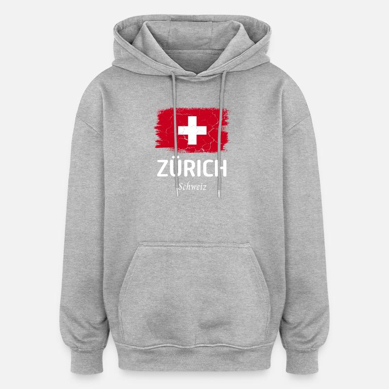 Zurich - Sweat à capuche oversize unisexe - gris chiné