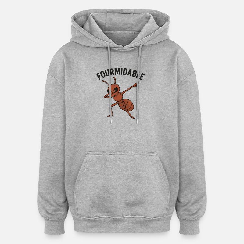 Fourmidable Dab Fourmi - Sweat à capuche oversize unisexe - gris chiné