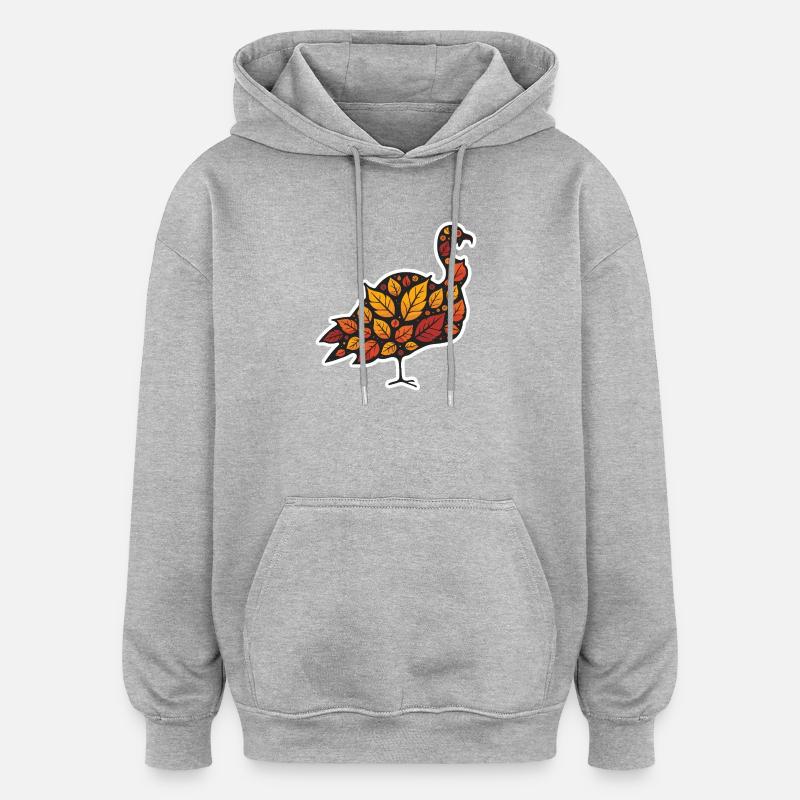 Feuille d’automne Turquie - Sweat à capuche oversize unisexe - gris chiné