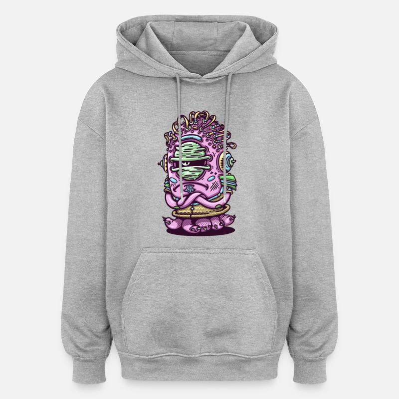 Créature extraterrestre rose de l’espace - Sweat à capuche oversize unisexe - gris chiné