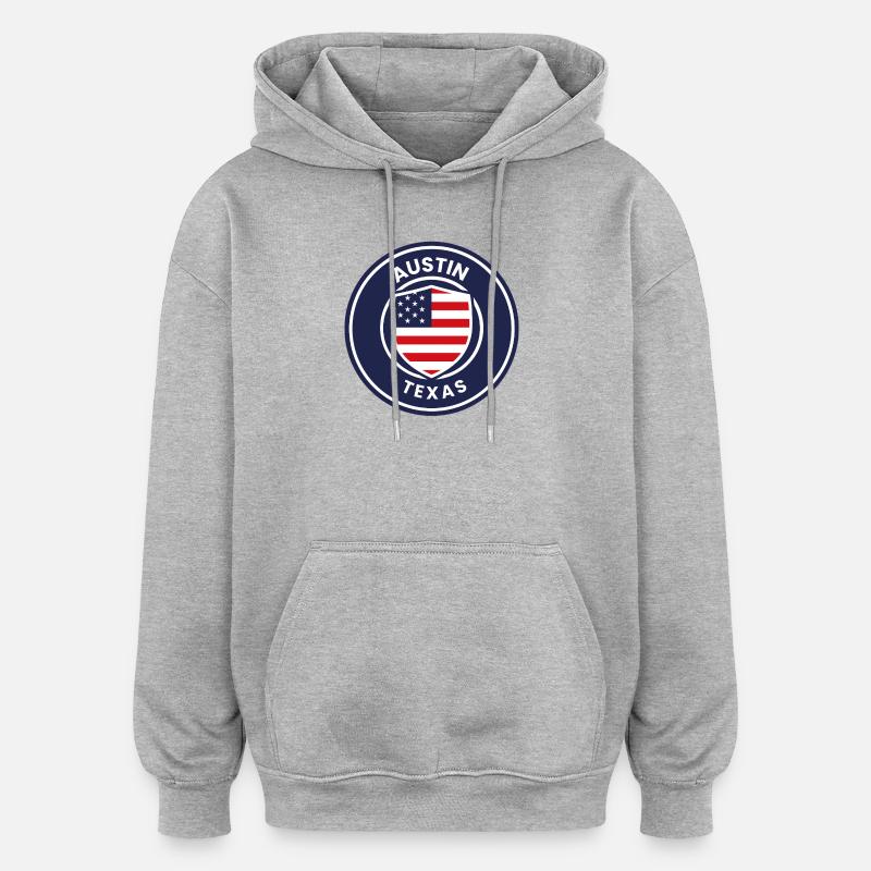 Austin Texas Shield Emblem - Oversized Unisex Hoodie - heather grey
