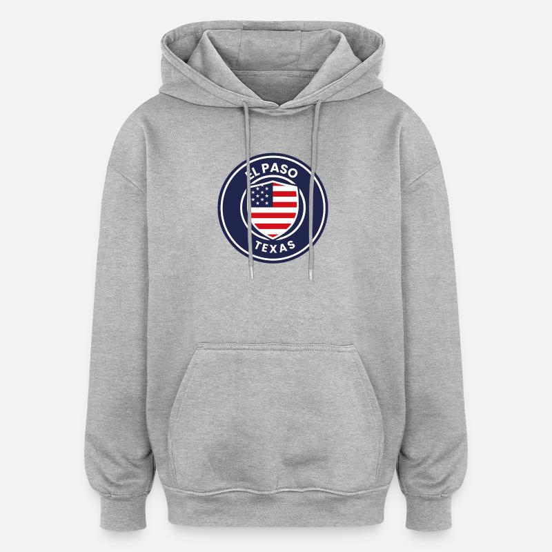 Bouclier du drapeau d’El Paso, Texas, - Sweat à capuche oversize unisexe - gris chiné