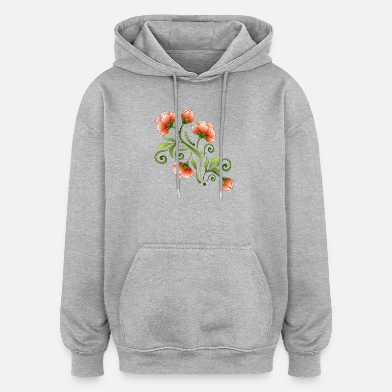 Blumen - Oversized Unisex Hoodie - Grau meliert
