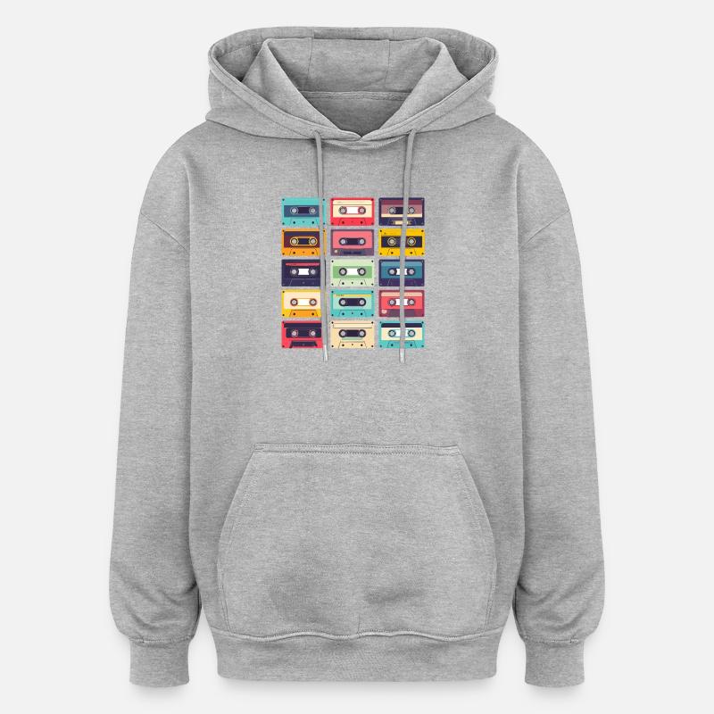 Cassettes Pop Art Pattern - Oversized Unisex Hoodie - heather grey