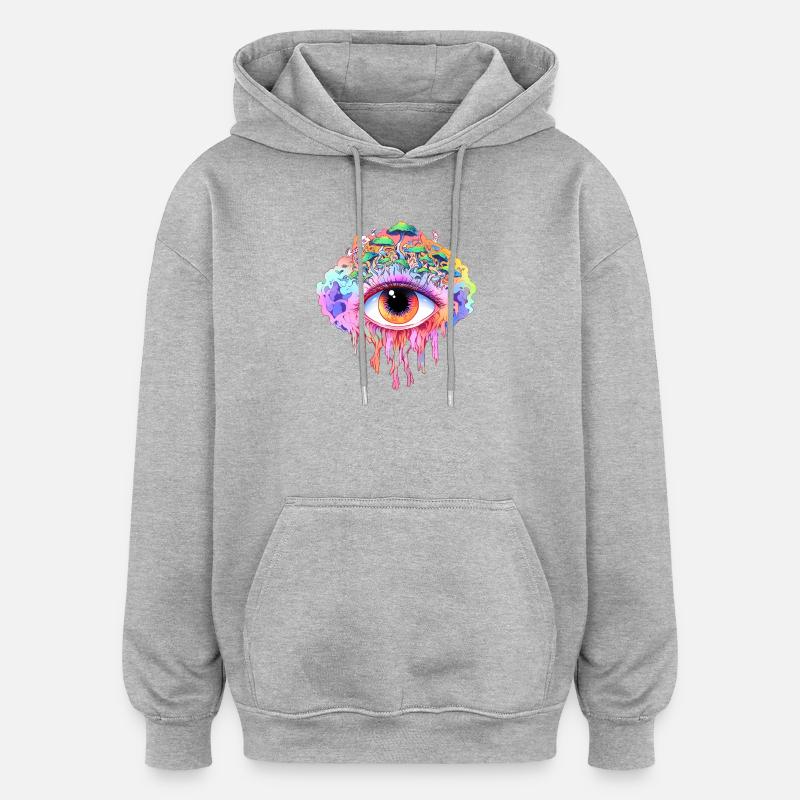 Œil arc-en-ciel - Sweat à capuche oversize unisexe - gris chiné