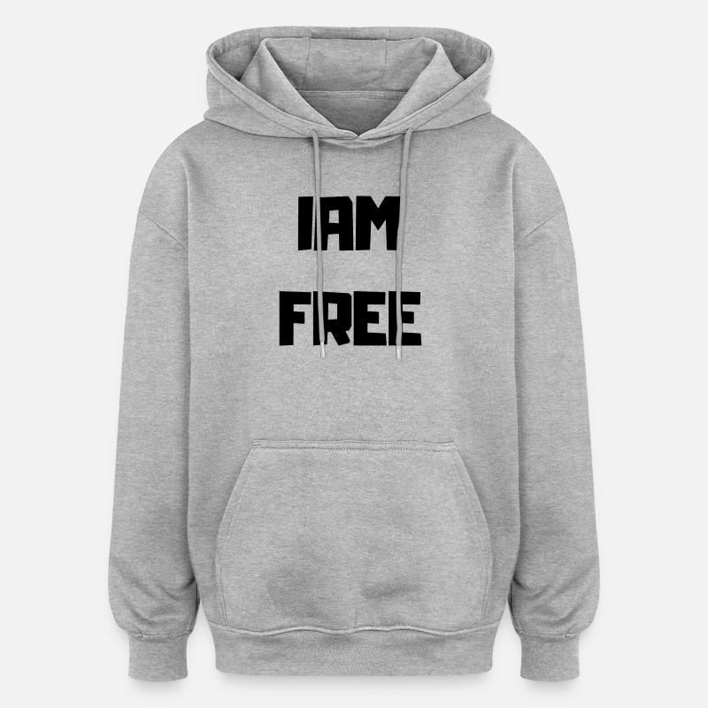 I'M FREE - Sweat à capuche oversize unisexe - gris chiné