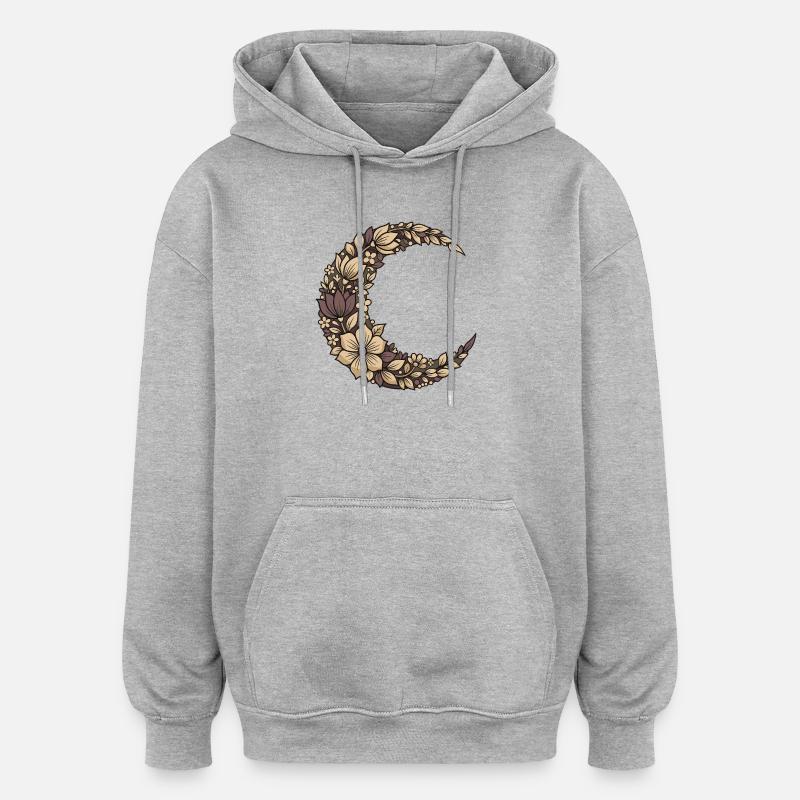 Couronne de Croissant de Fleurs - Sweat à capuche oversize unisexe - gris chiné