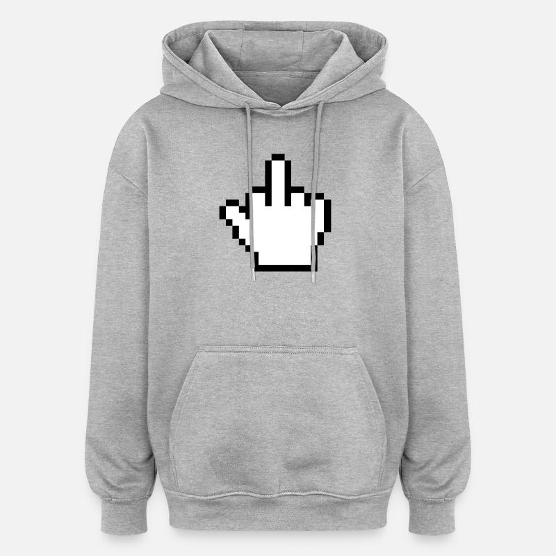 Mouse Hand Middle Finger Mouse Pointer - Oversized Unisex Hoodie - heather grey