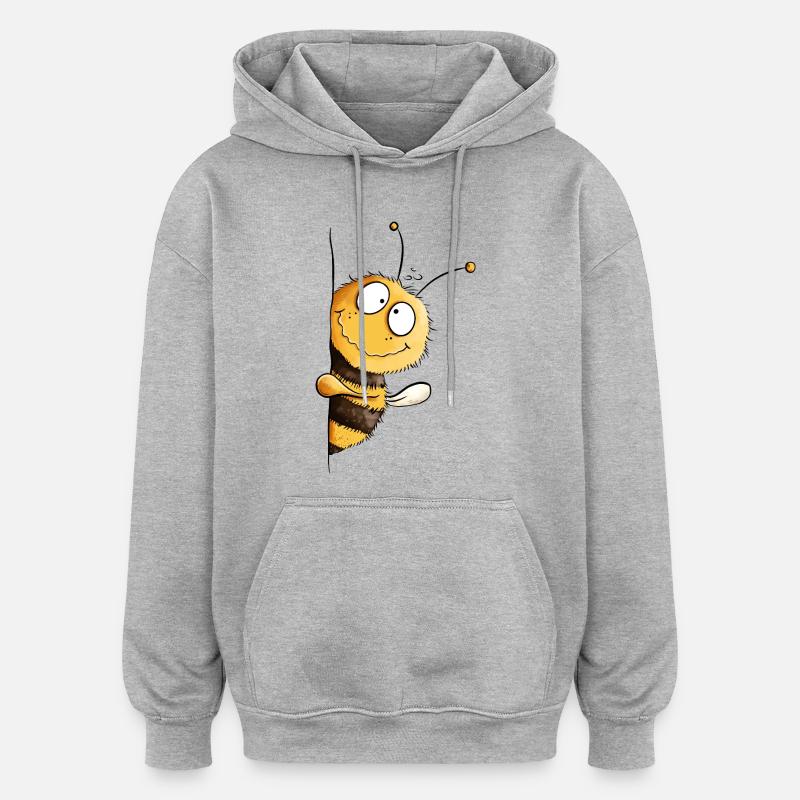 Abeille Espiègle Coucou - Sweat à capuche oversize unisexe - gris chiné