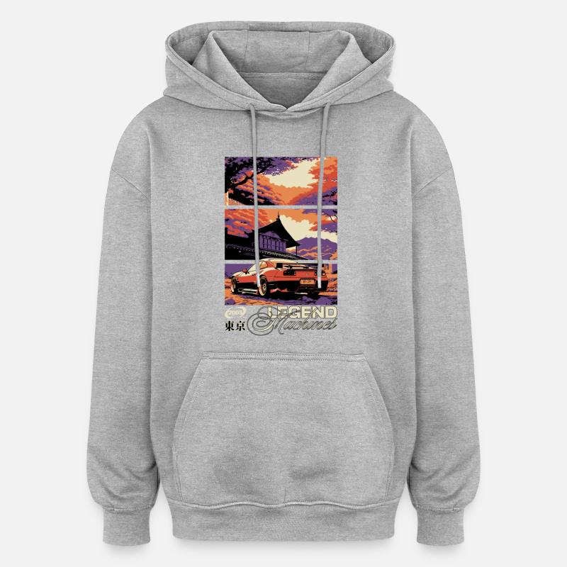 Legende des Triptychons Sunset Skyline - Oversized Unisex Hoodie - Grau meliert