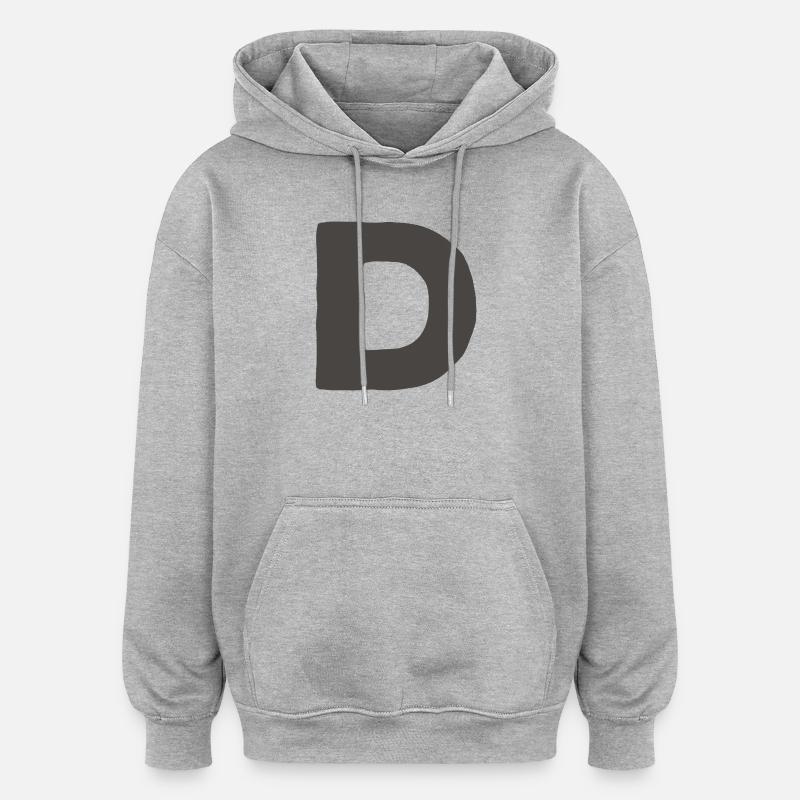 Minimalbuchstabe D Fett Monogramm-Typografie - Oversized Unisex Hoodie - Grau meliert