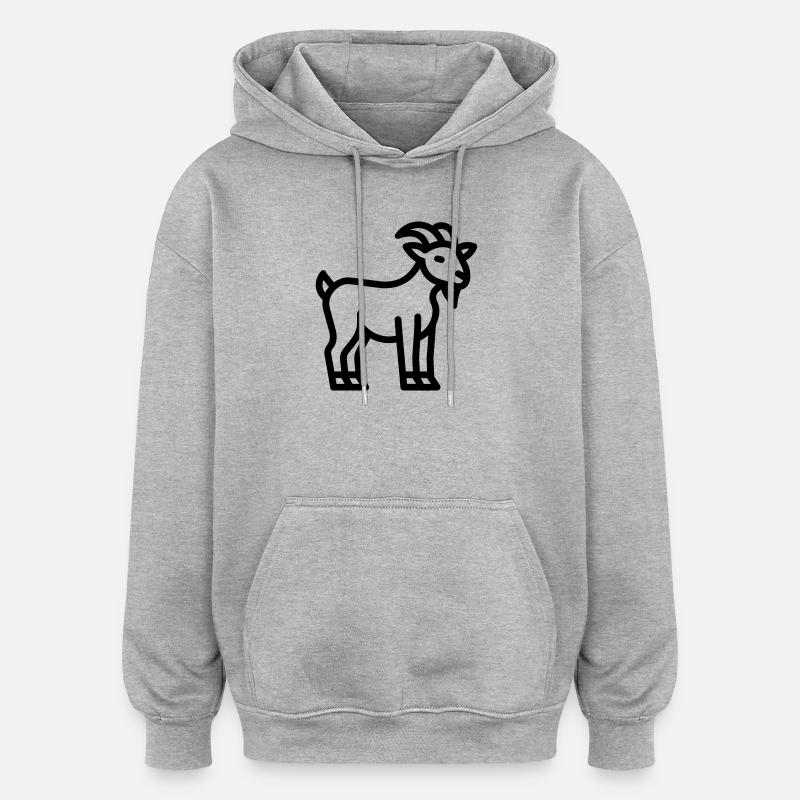 chèvre - Sweat à capuche oversize unisexe - gris chiné