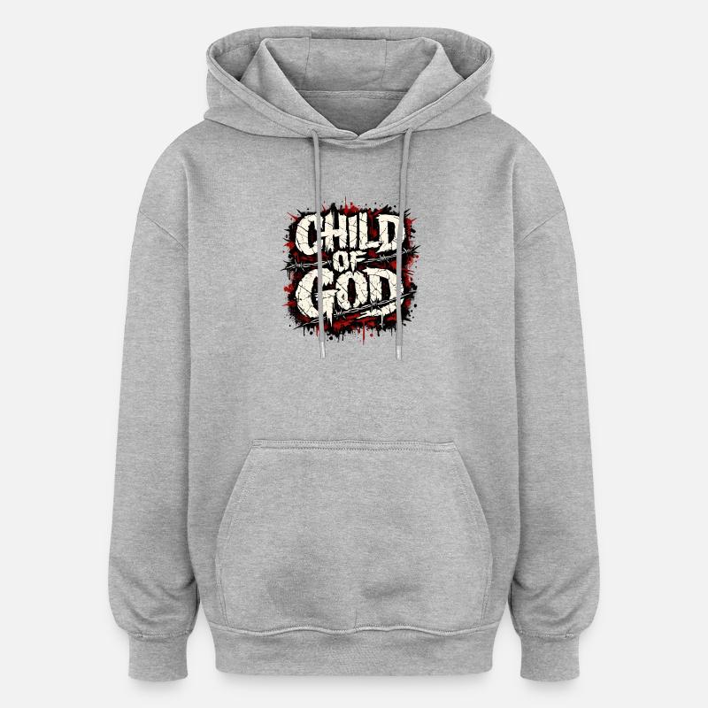 Enfant de Dieu - Sweat à capuche oversize unisexe - gris chiné