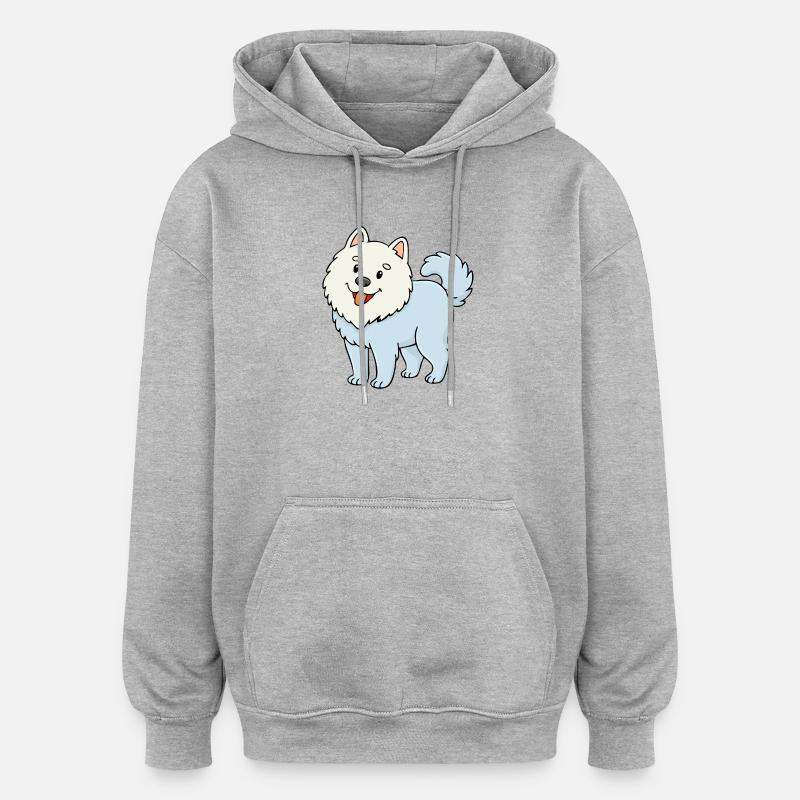 Wuschelhund (Weiß/ Comic) - Oversized Unisex Hoodie - Grau meliert
