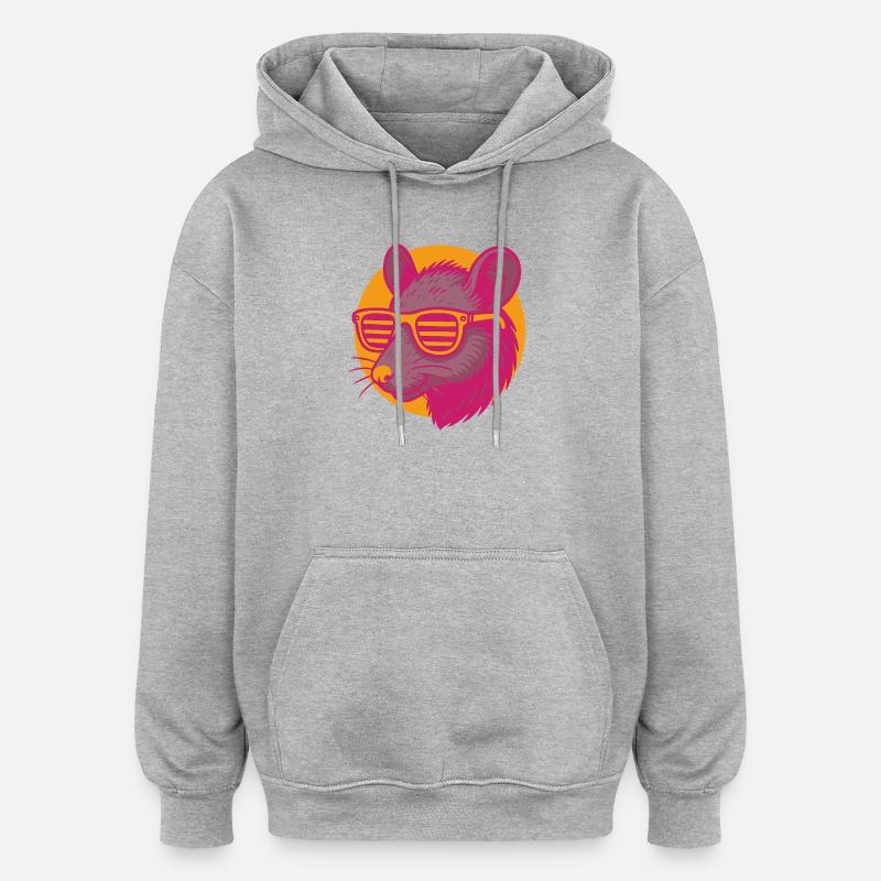 Ratte mit Sonnenbrille - Oversized Unisex Hoodie - Grau meliert