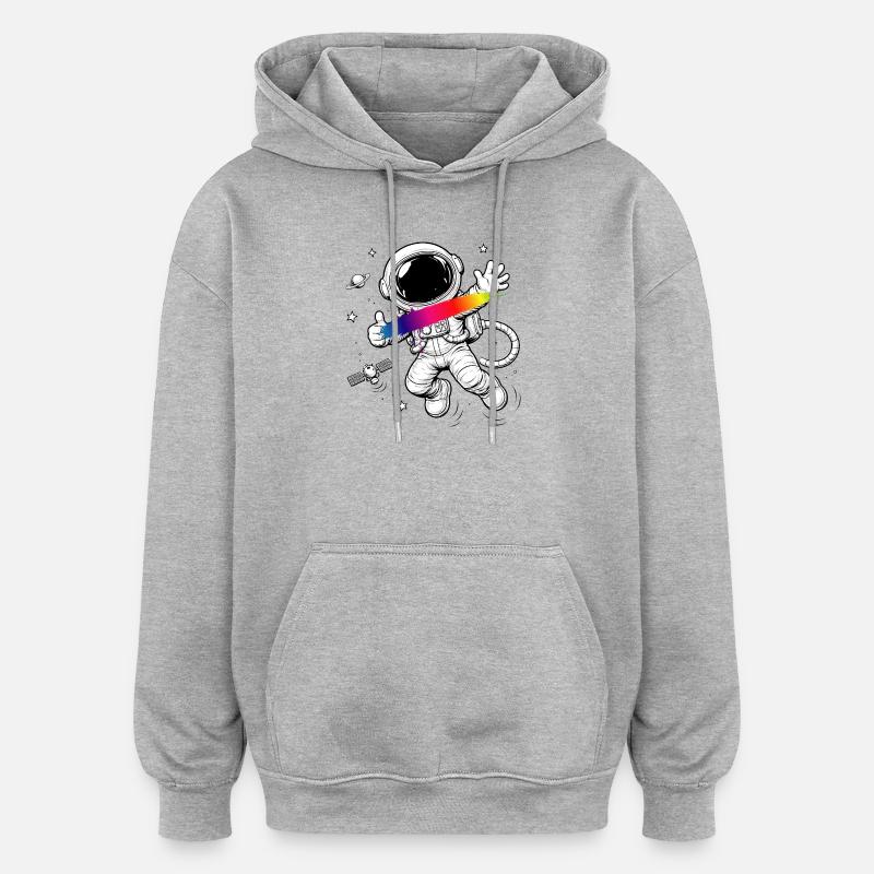 Astronaut Regenbogen Splash Space Design  - Oversized Unisex Hoodie - Grau meliert