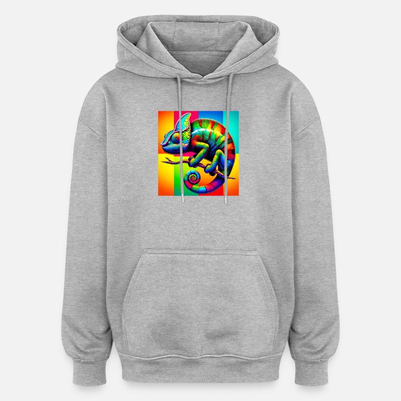 caméléon - Sweat à capuche oversize unisexe - gris chiné