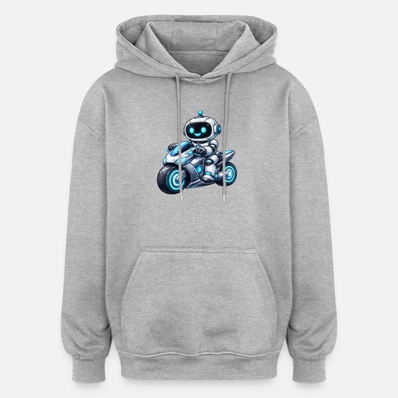 Robot on motorcycle - Oversized Unisex Hoodie - heather grey