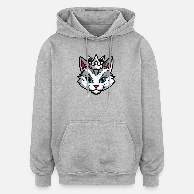 Katze Symbol Kopf Krone - Oversized Unisex Hoodie - Grau meliert