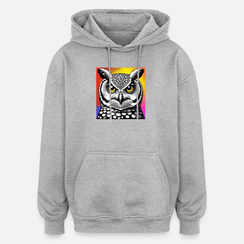 Eule - Oversized Unisex Hoodie - Grau meliert