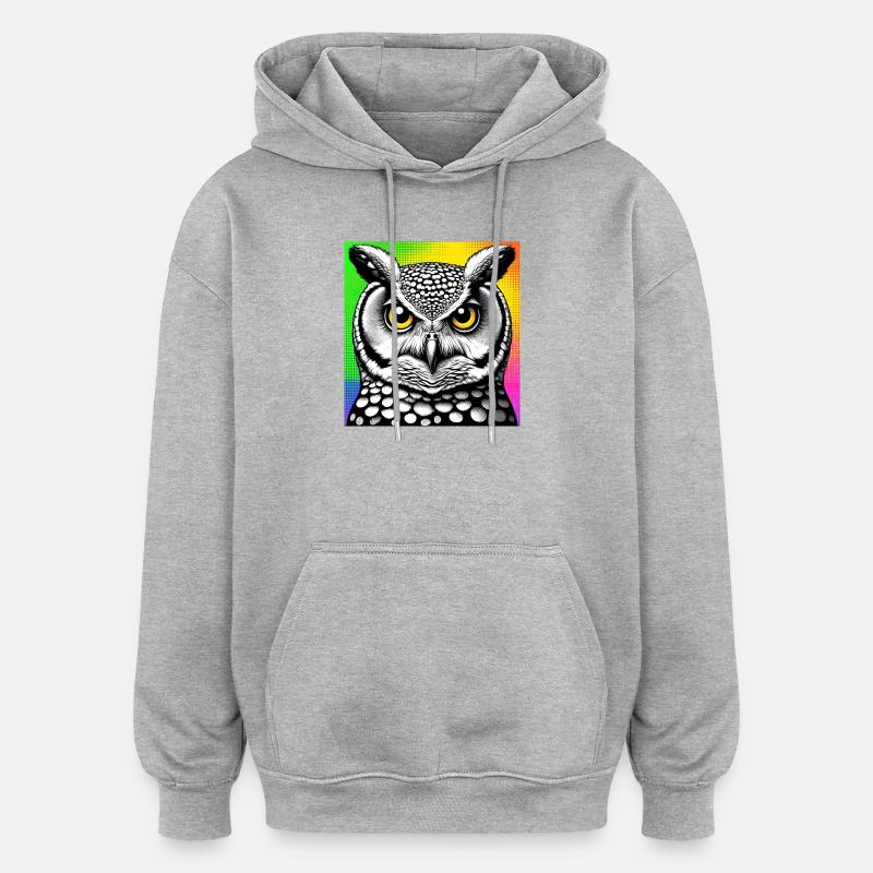 hibou - Sweat à capuche oversize unisexe - gris chiné