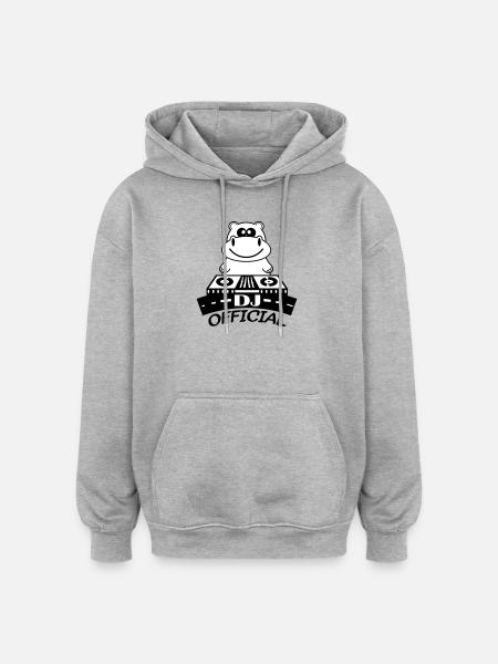 hippo_dj_design2 - Sweat à capuche oversize unisexe - gris chiné