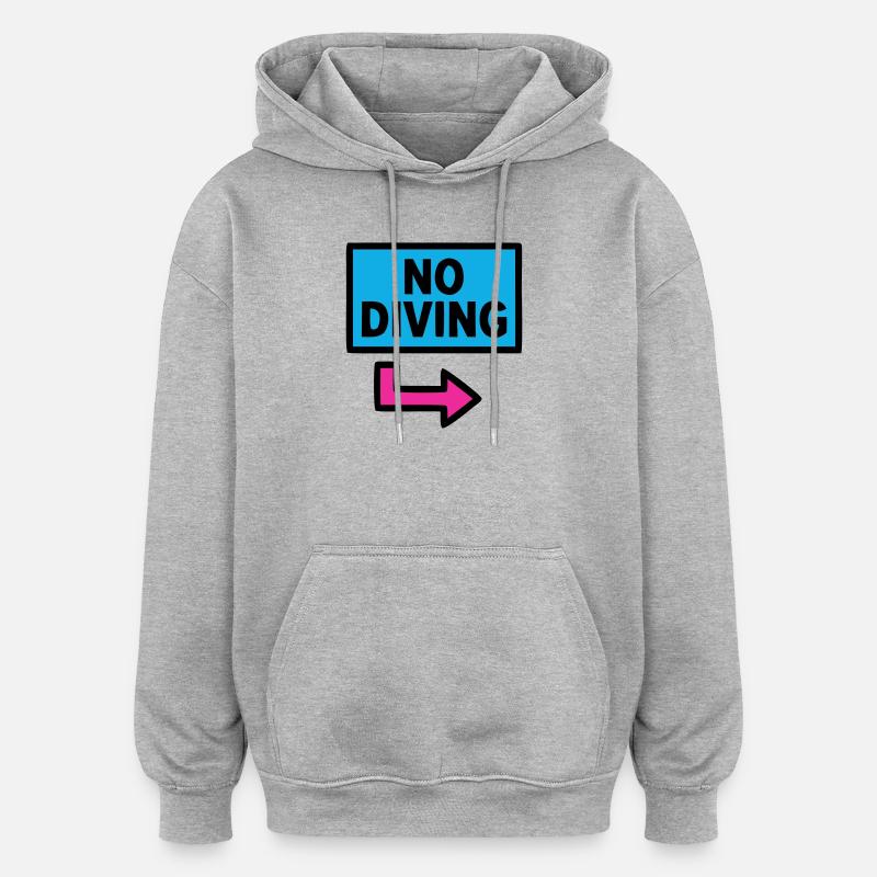 No Diving Schild Pool Retro - Oversized Unisex Hoodie - Grau meliert