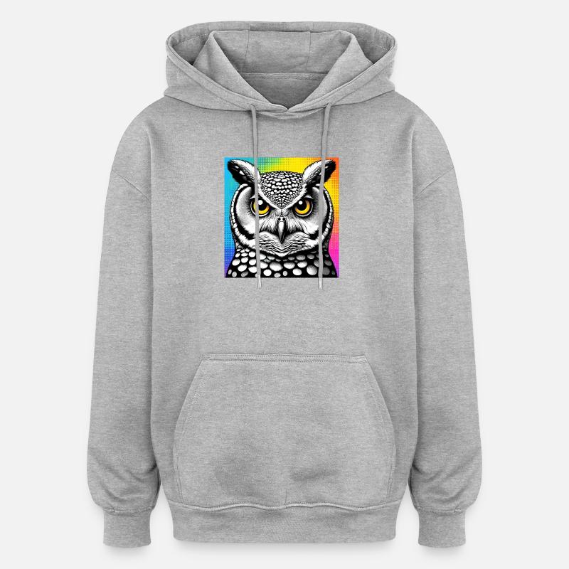 Eule - Oversized Unisex Hoodie - Grau meliert