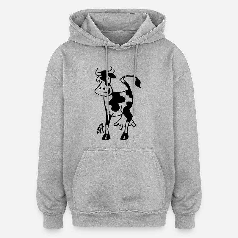 Vache - Sweat à capuche oversize unisexe - gris chiné