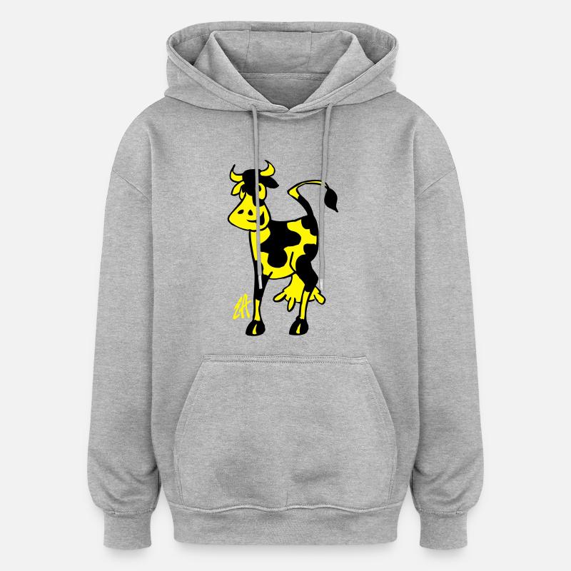 Vache - Sweat à capuche oversize unisexe - gris chiné