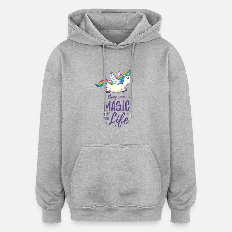 Bring Magic in your Life - Sweat à capuche oversize unisexe - gris chiné
