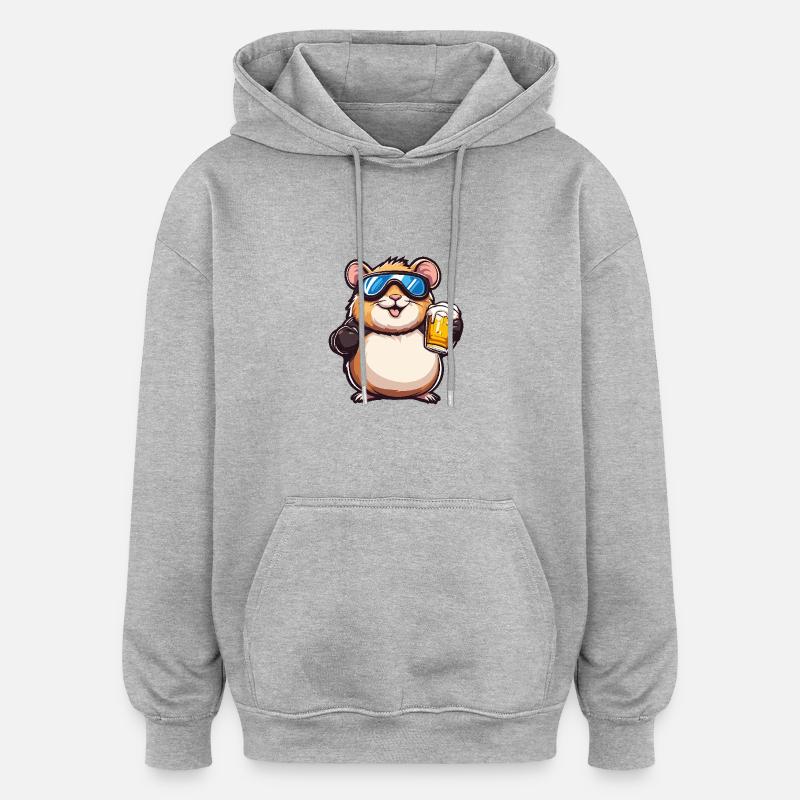 Bière après-ski hamster - Sweat à capuche oversize unisexe - gris chiné