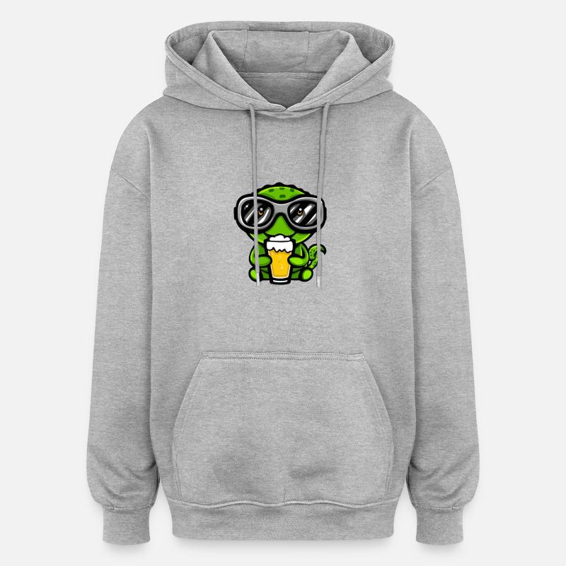 Chameleon Apres Ski Bier Comic - Oversized Unisex Hoodie - Grau meliert