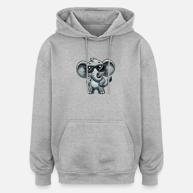 Lunettes de soleil éléphant - Sweat à capuche oversize unisexe - gris chiné